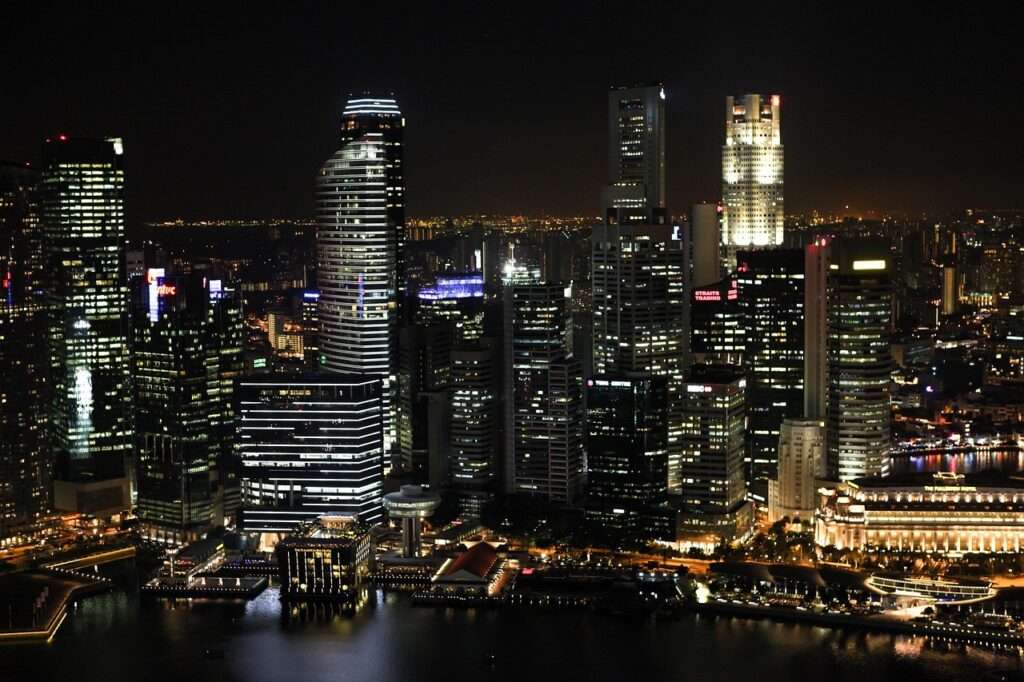 buildings, skyline, city lights